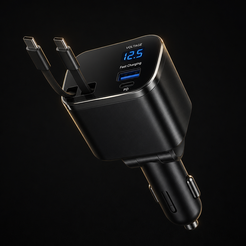Alka Retractable Car Charger — 30W USB-C, aluminum frame