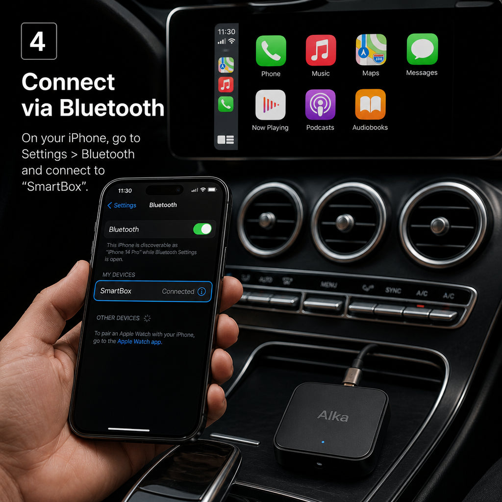 Connect to Alka SmartBox wireless CarPlay adapter